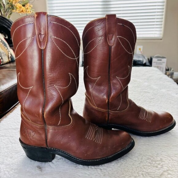 Vintage Brown Genuine Leather Western Cowboys Boots size 8.5 D - Picture 6 of 6